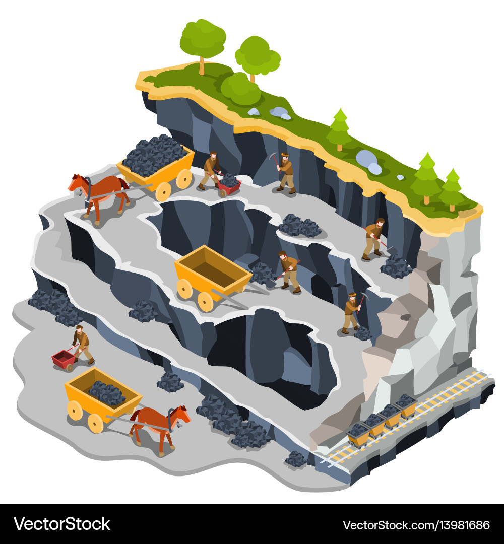 Isometric Coal Mining Royalty Free Vector Image