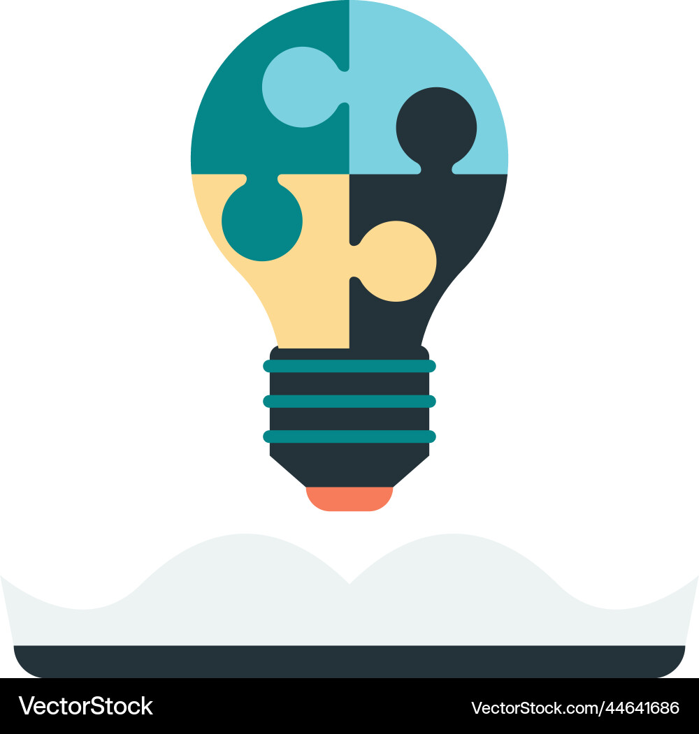 Light bulb with jigsaw and book in minimal style Vector Image