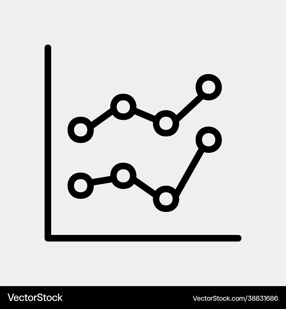 Line chart icon in style for any projects vector image