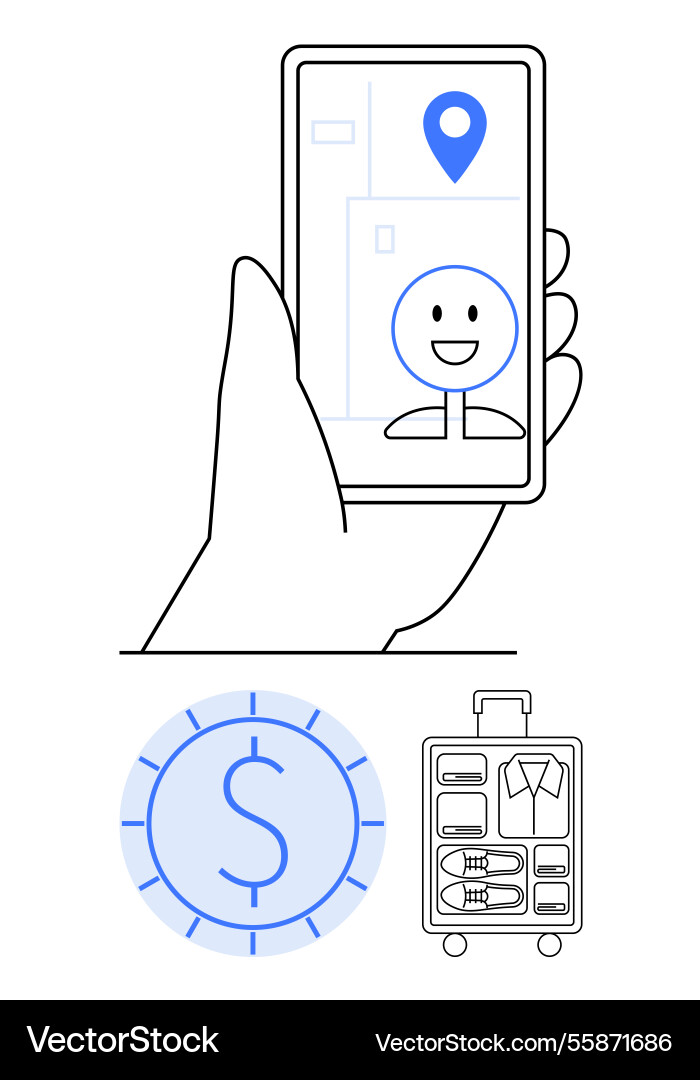 Mobile navigation with geolocation for travel Mobile navigation with geolocation for travel Vector Image