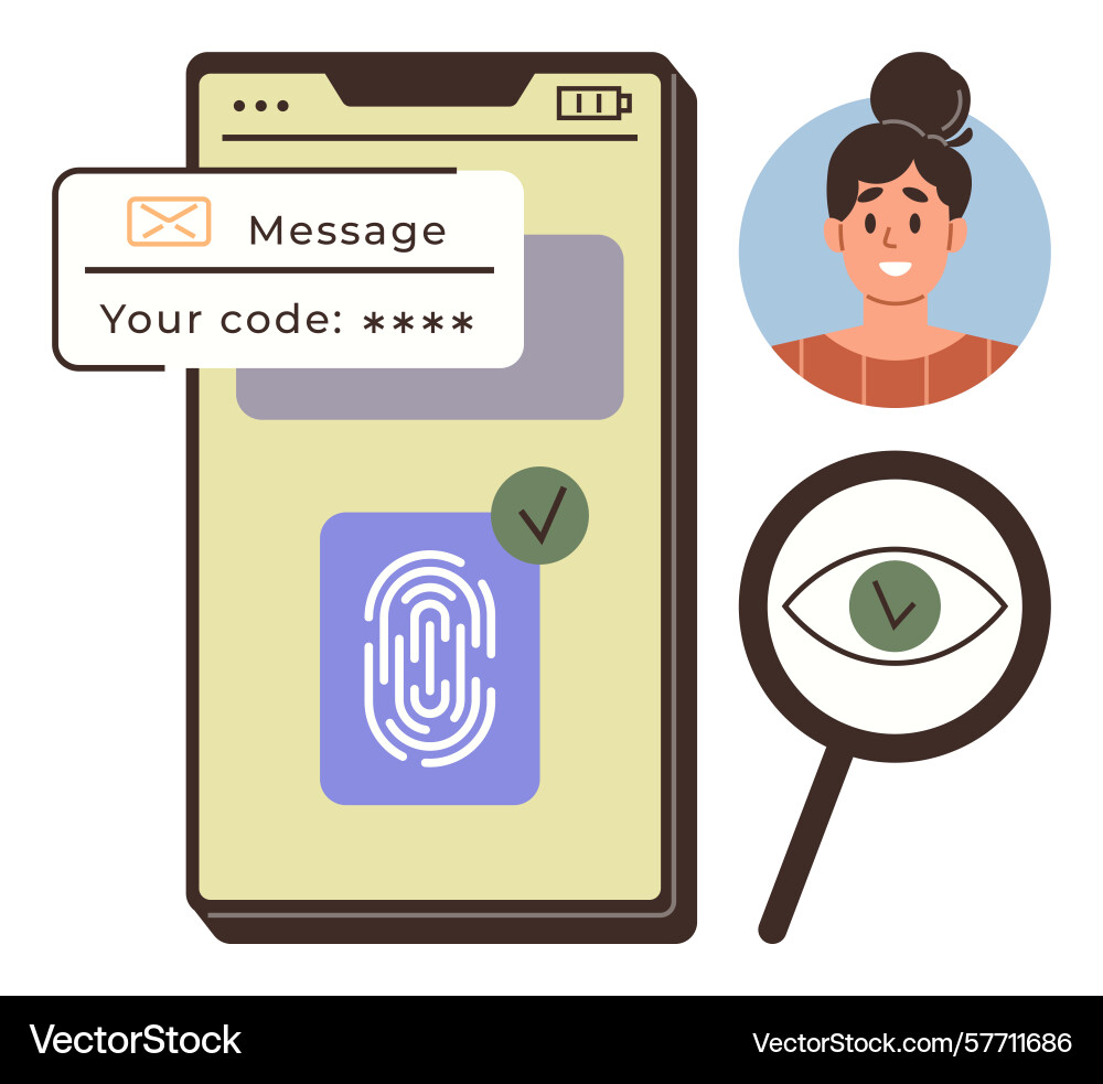 Multi-factor authentication with smartphone Multi-factor authentication with smartphone vector image