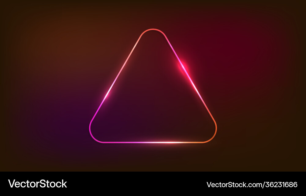 Neon rounded triangle frame with shining effects Neon rounded triangle frame with shining effects Vector Image