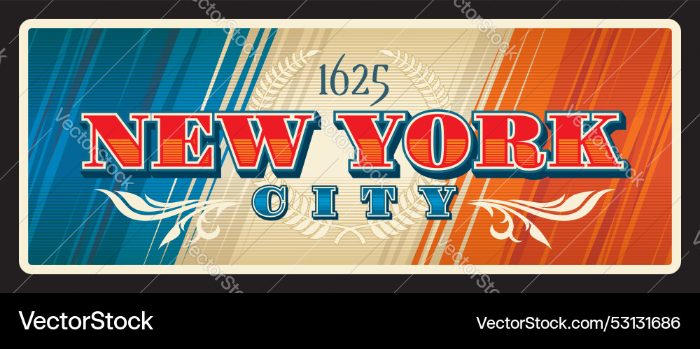 New york city travel tin sign plate or luggage tag New york city travel tin sign plate or luggage tag vector image