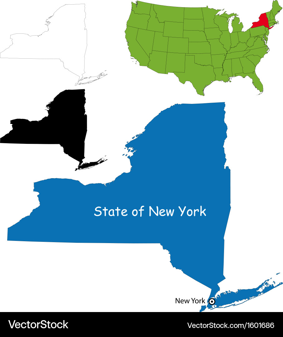 New York State Map vector image