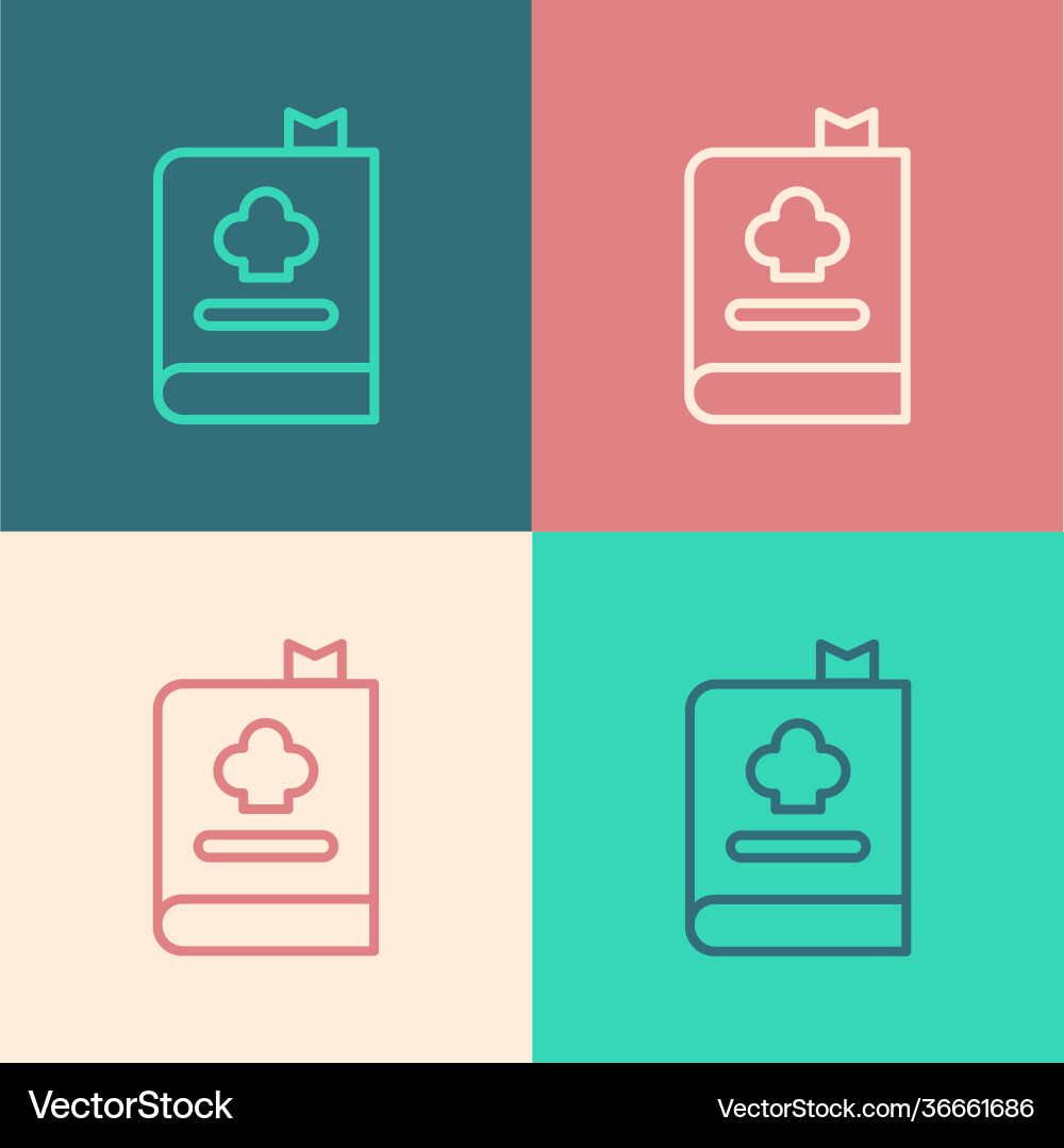 Pop art line cookbook icon isolated on color Pop art line cookbook icon isolated on color vector image
