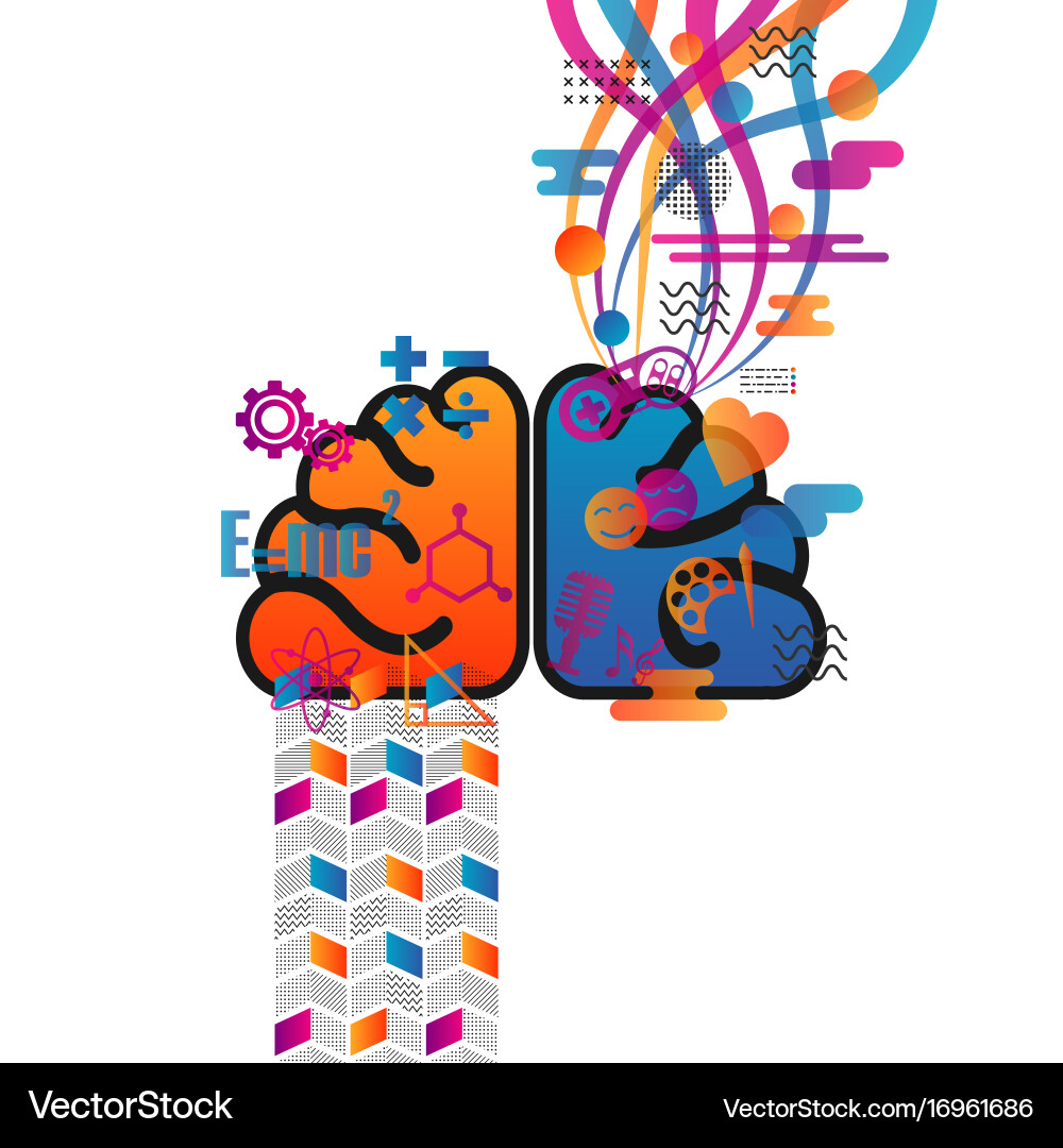 Retro brain function chart Vector Image