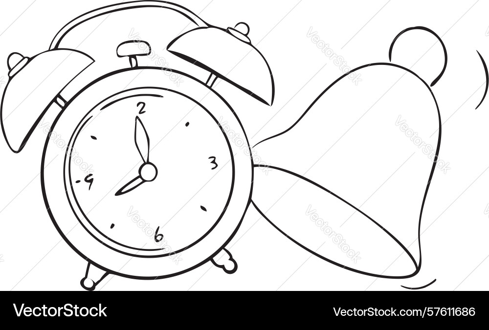 Ringing alarm clock with dynamic bell wake-up Vector Image