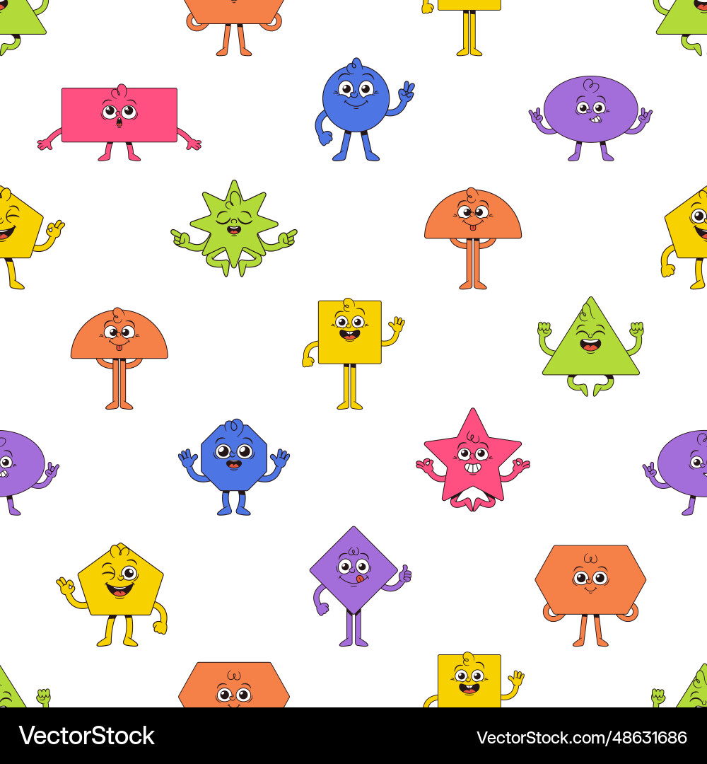 Seamless pattern with geometric figures characters Seamless pattern with geometric figures characters vector image