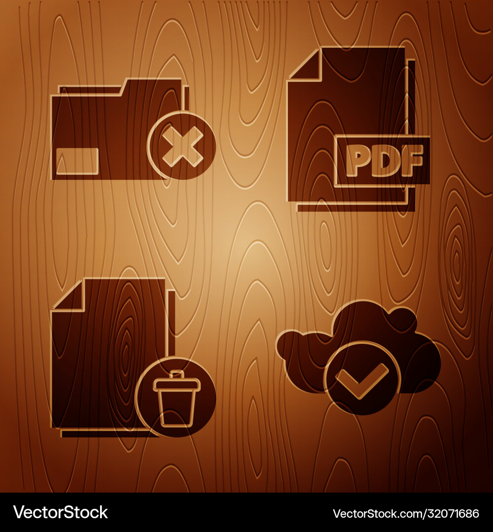 Set cloud with check mark delete folder Set cloud with check mark delete folder vector image