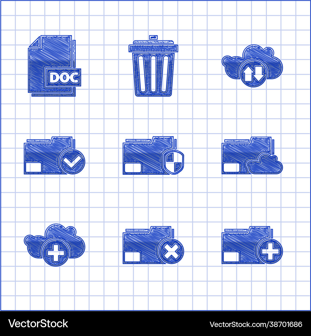 Set document folder protection delete add new Vector Image