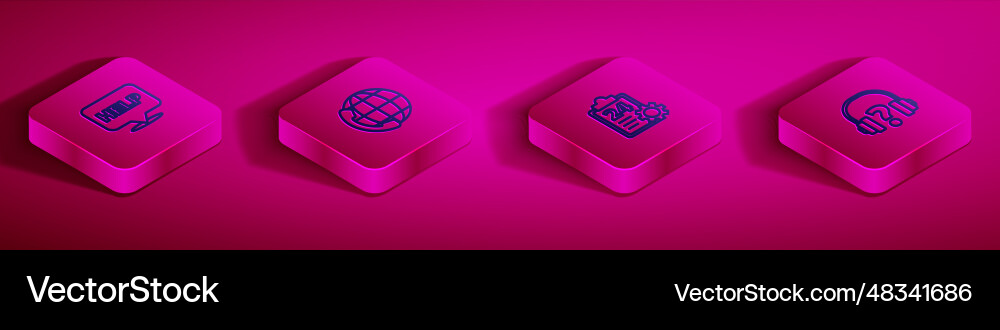Set isometric line speech bubble with text help Set isometric line speech bubble with text help vector image