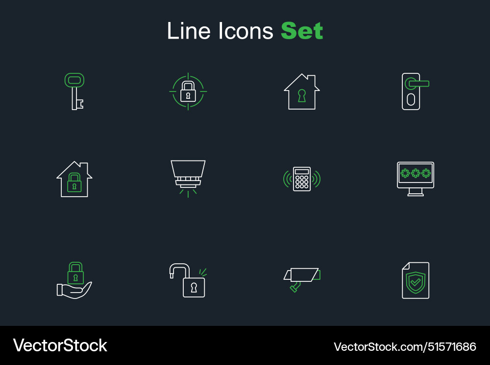 Set line contract with shield security camera Set line contract with shield security camera vector image