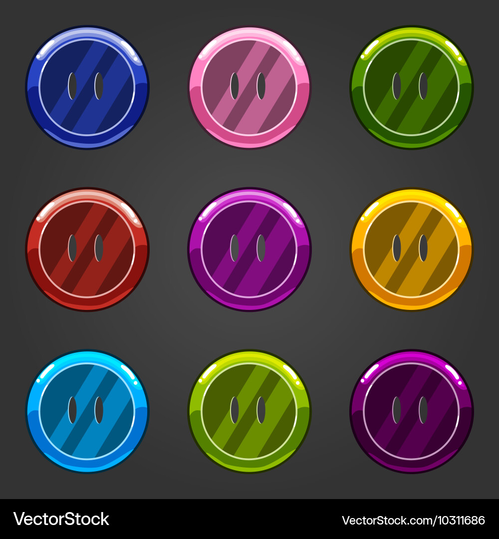 Set of multicolored button closing vector image
