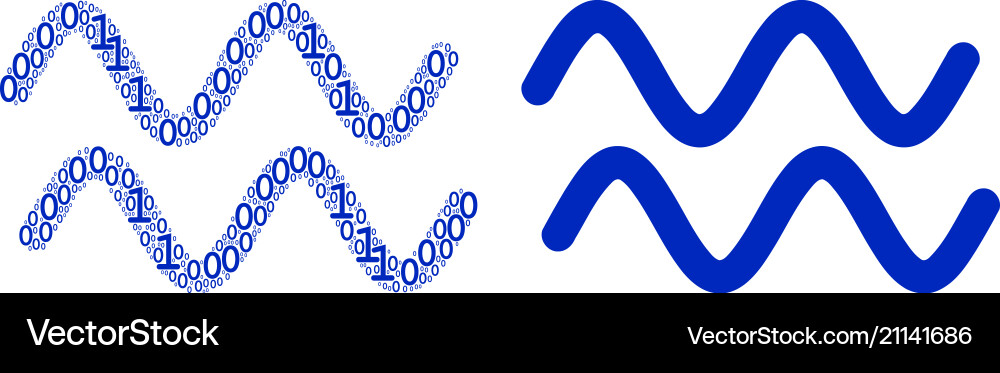 Sinusoid waves mosaic of binary digits Sinusoid waves mosaic of binary digits Vector Image