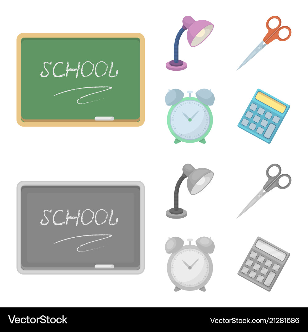 Table lamp scissors alarm clock calculator vector image