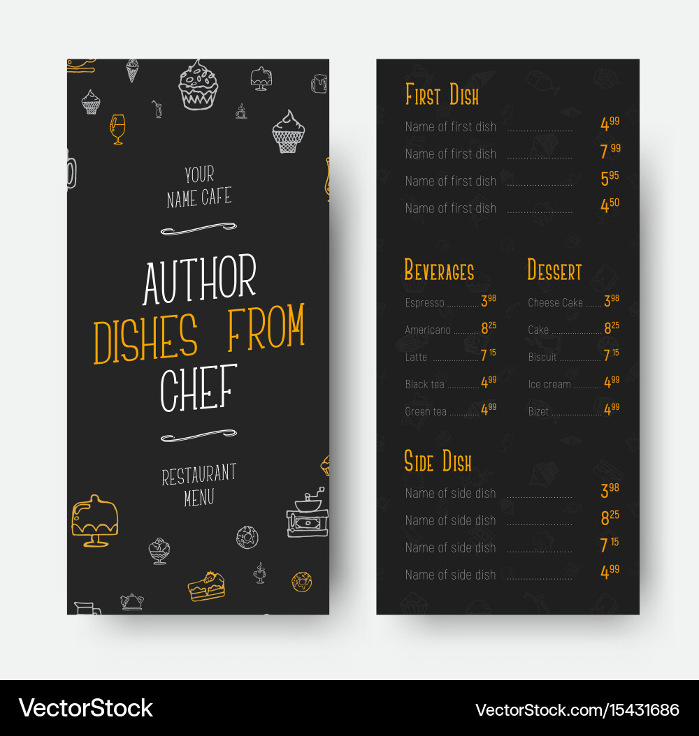 Template for the front and back of narrow Vector Image