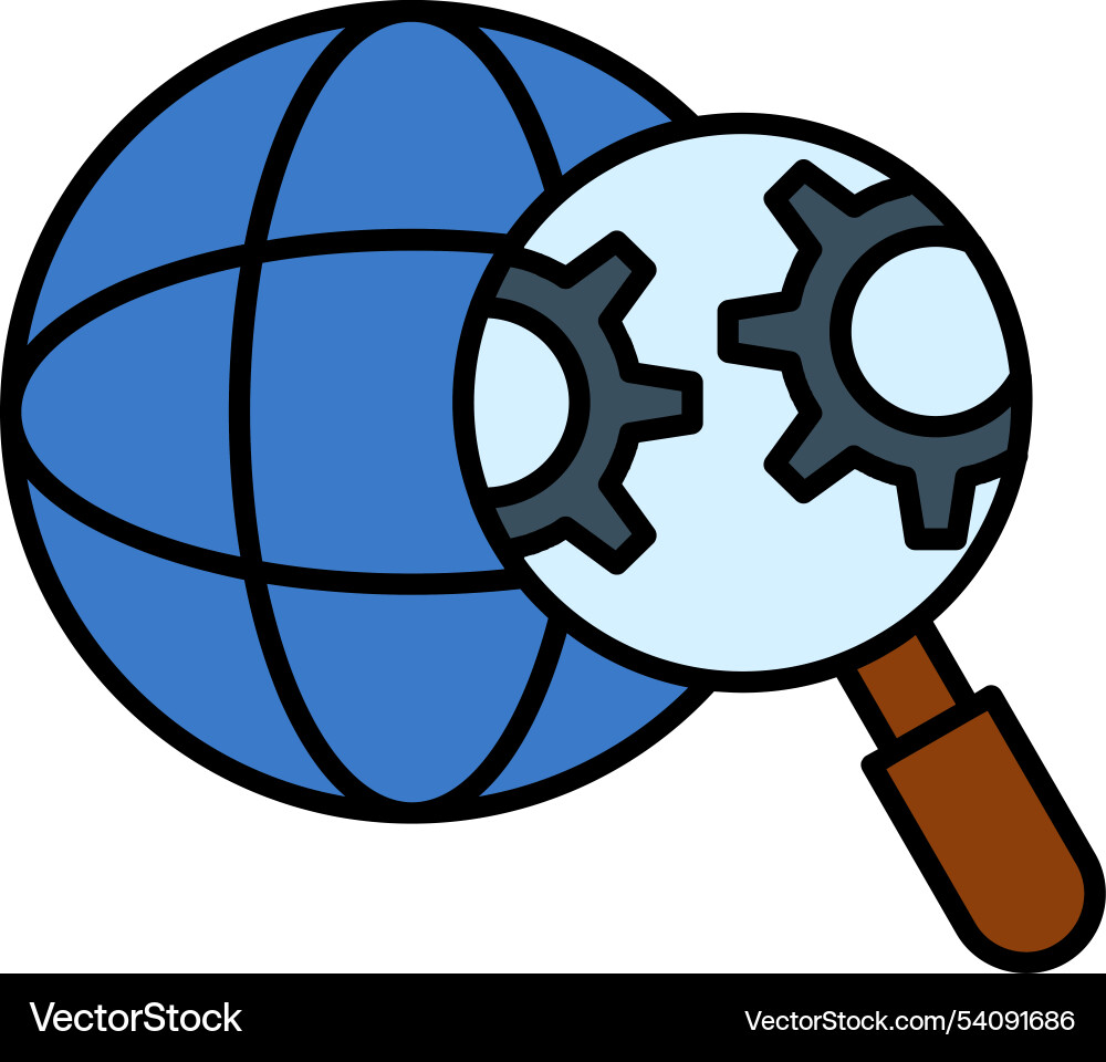 Web search engine line filled icon design vector image