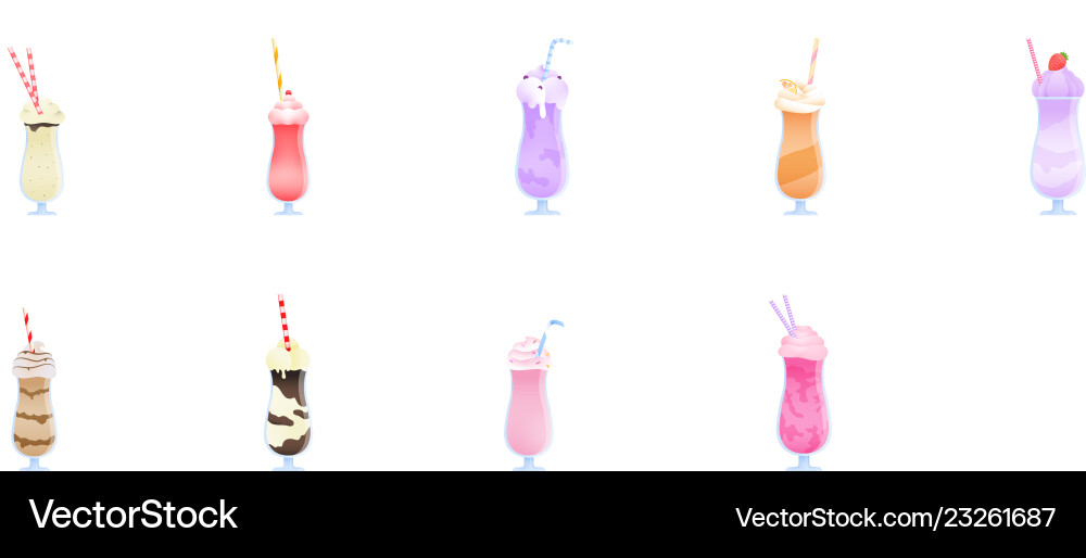 Beautiful milkshake in transparent glasses made Beautiful milkshake in transparent glasses made vector image