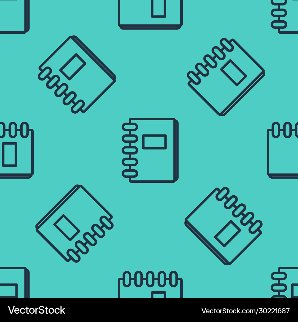 Black line notebook icon isolated seamless pattern Vector Image
