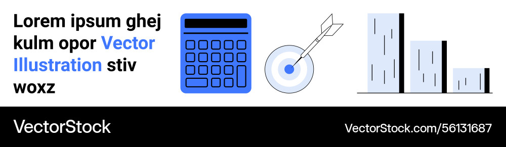 Calculator target with dart and bar graph Calculator target with dart and bar graph vector image