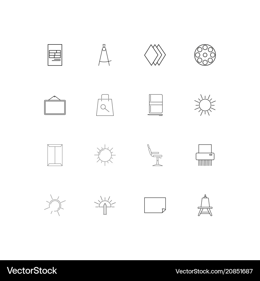 Creative process and design linear thin icons set vector image