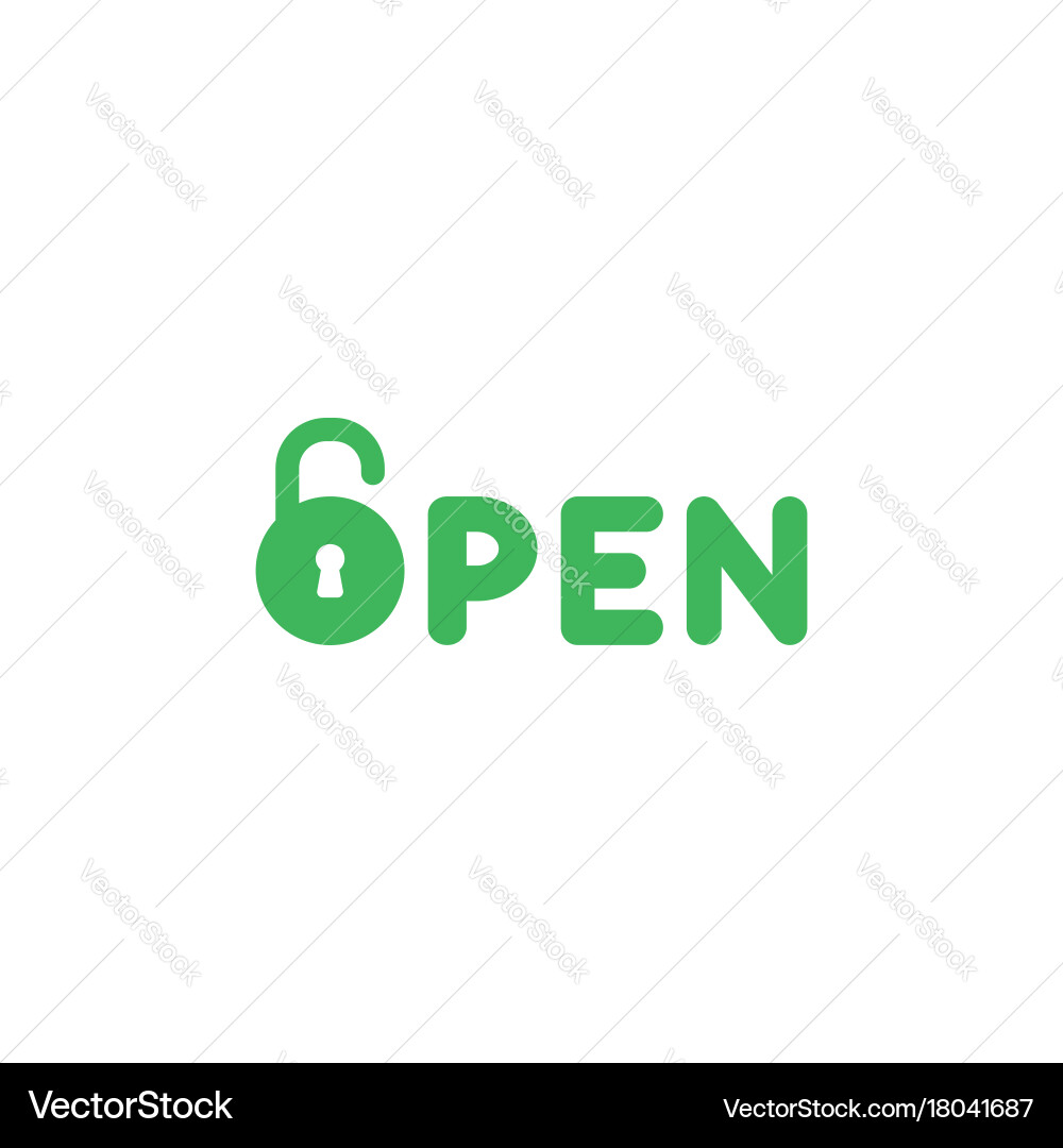 Flat design style concept of green open text Vector Image