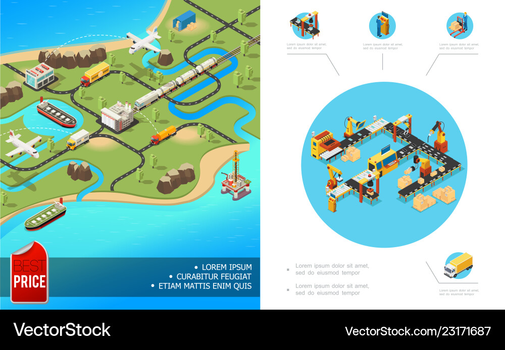 Isometric global logistics composition Royalty Free Vector