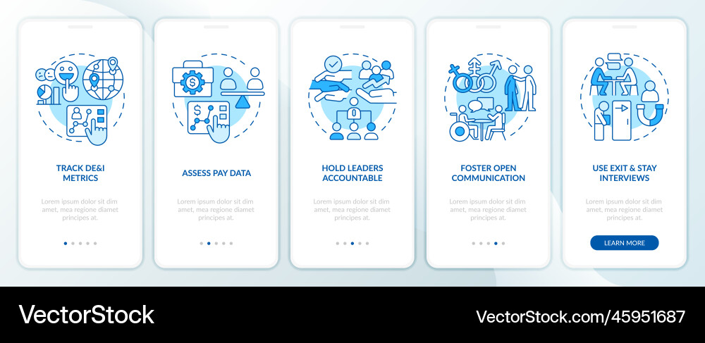 Making dei efforts practices blue onboarding Vector Image