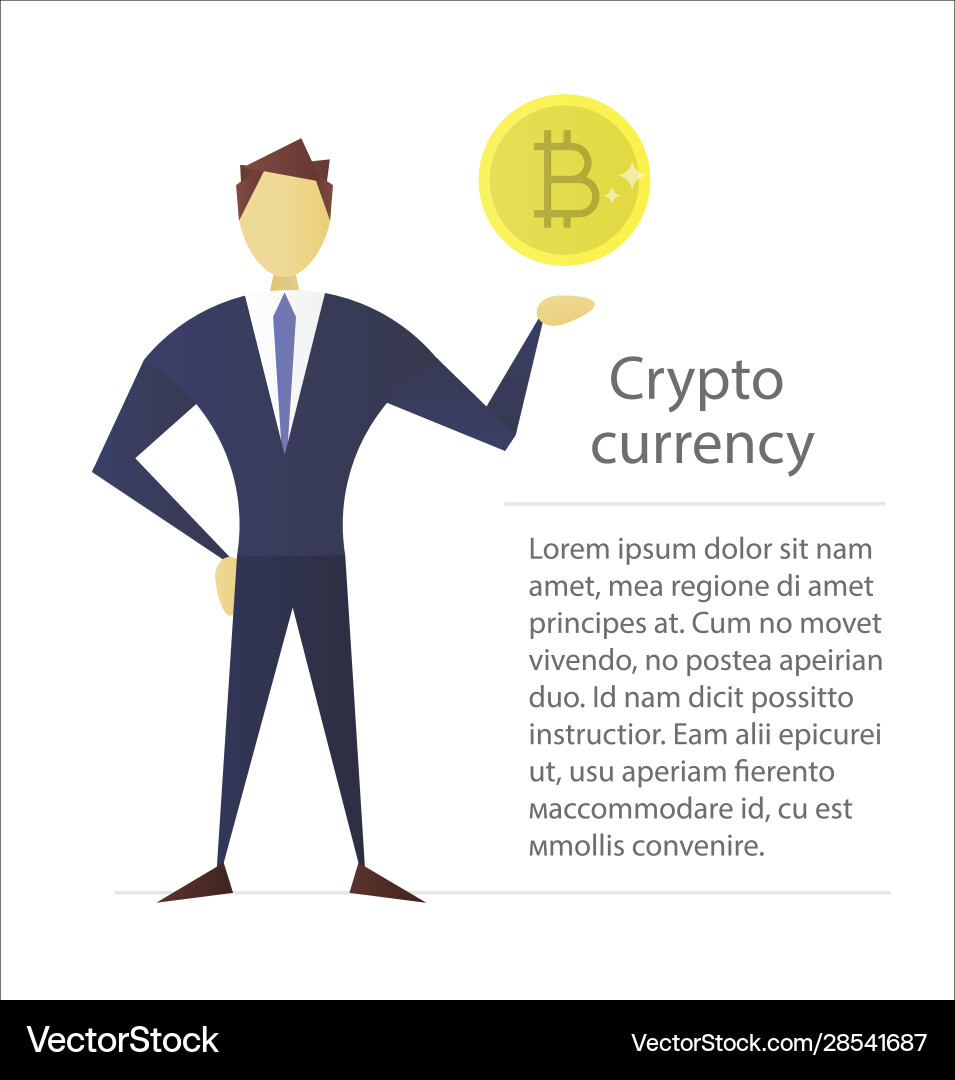 Man holding bitcoin flat character design Vector Image