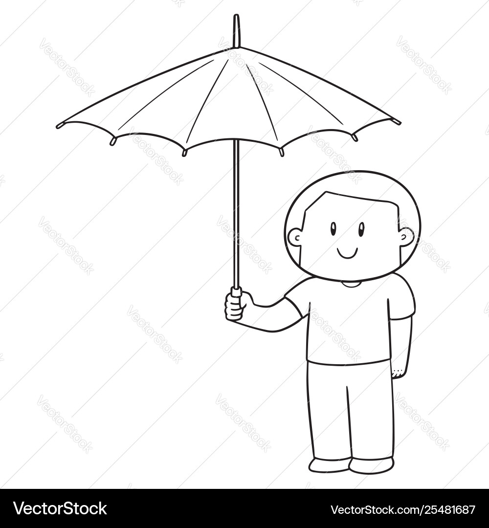 Man using umbrella vector image