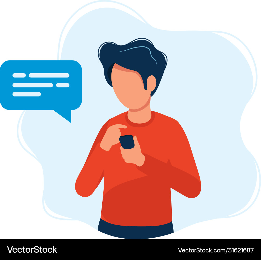 Man with smartphone concept texting Man with smartphone concept texting vector image