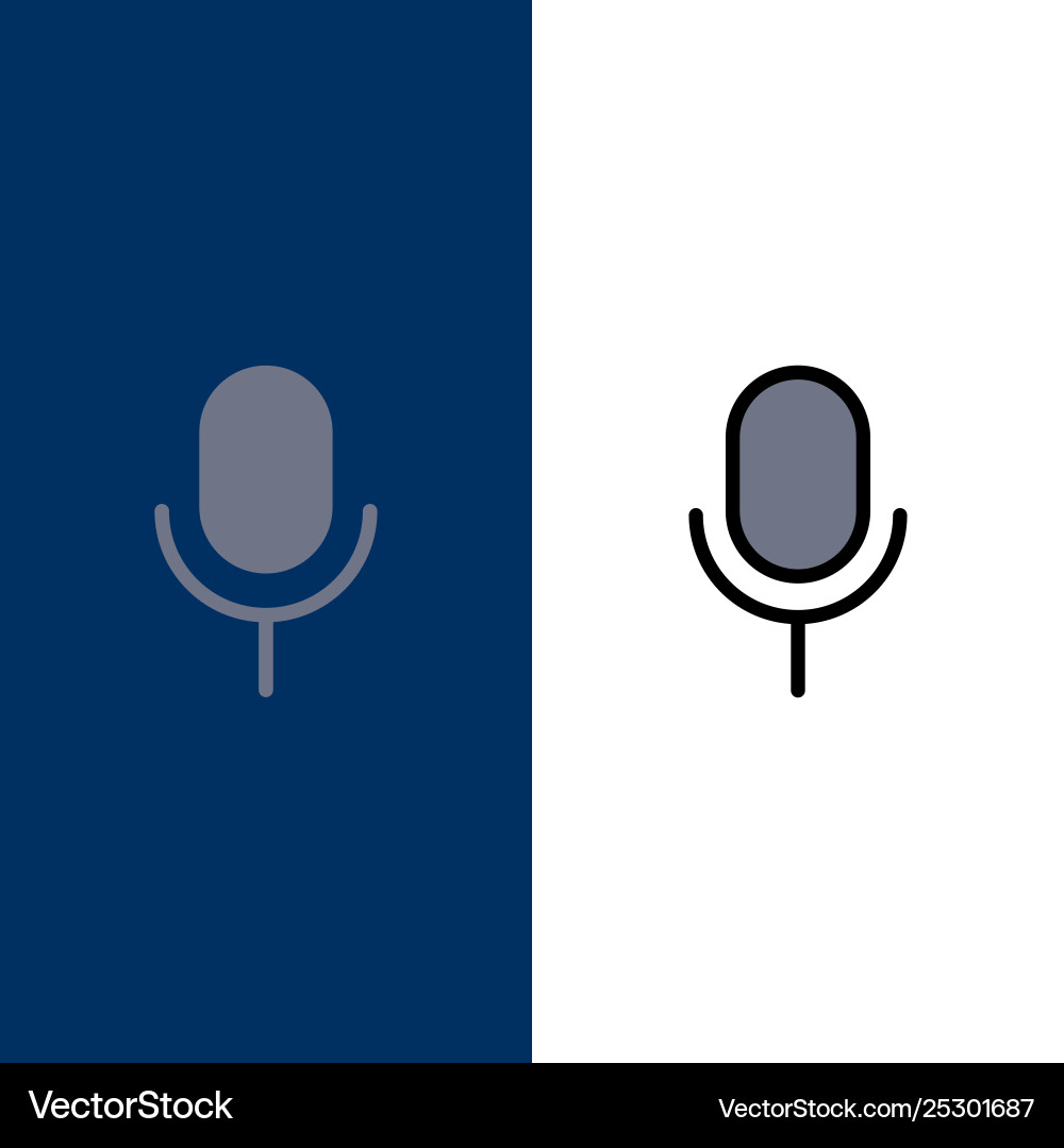 Mic microphone basic ui icons flat and line Mic microphone basic ui icons flat and line vector image