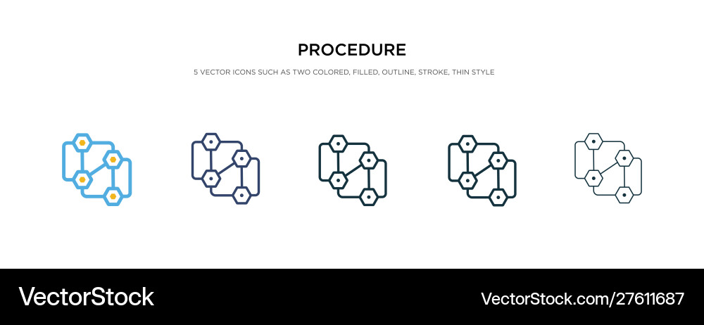 Procedure icon in different style two colored Procedure icon in different style two colored Vector Image