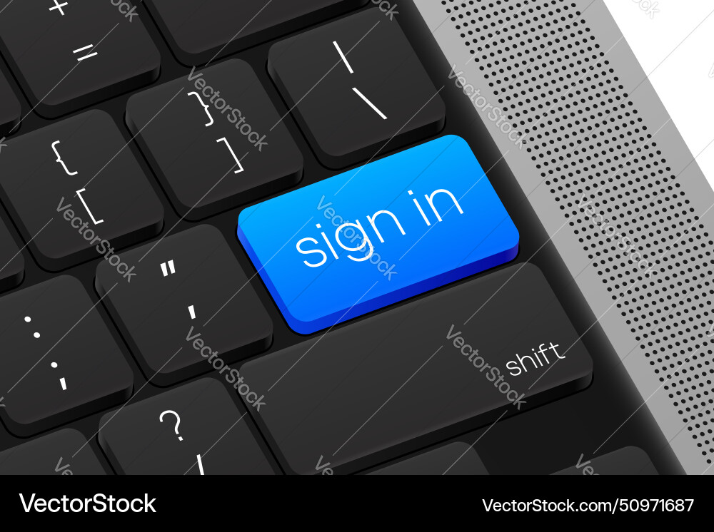Sign in button computer keyboard word on pc Sign in button computer keyboard word on pc vector image