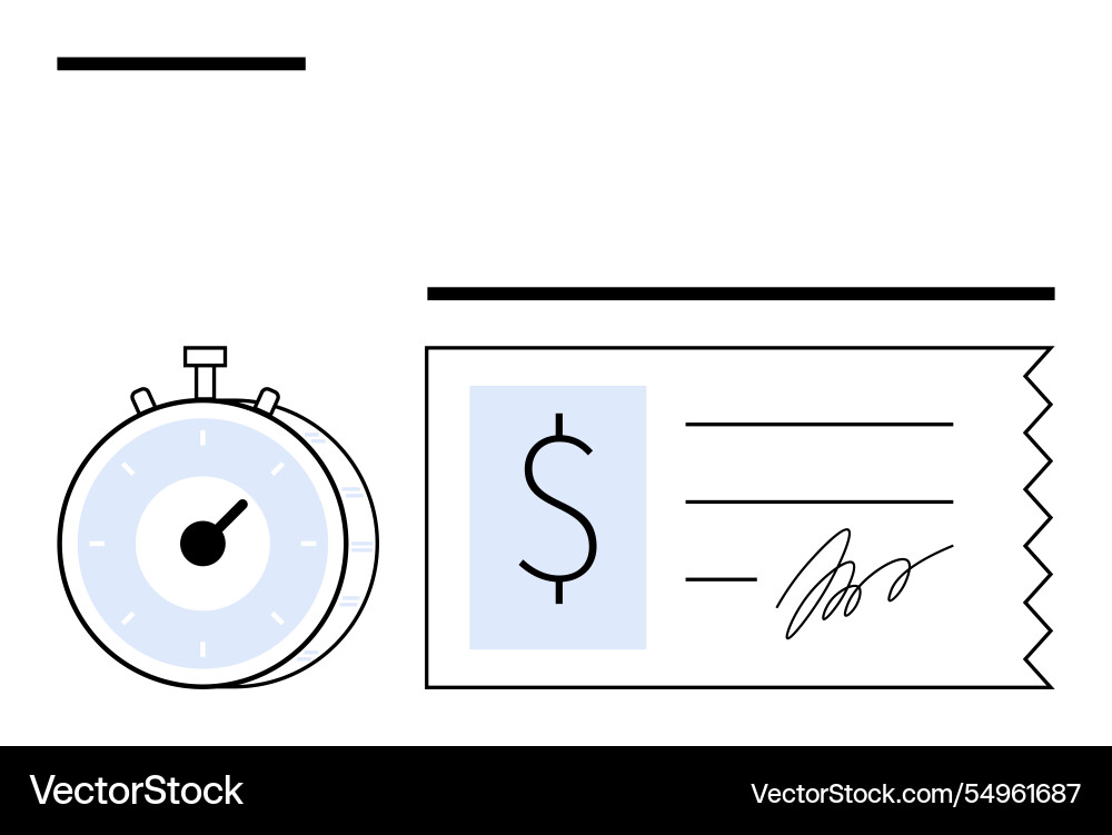 Stopwatch and signed check representing time Stopwatch and signed check representing time vector image