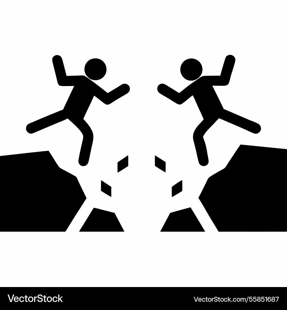 Two figures running from an imminent collapse Vector Image