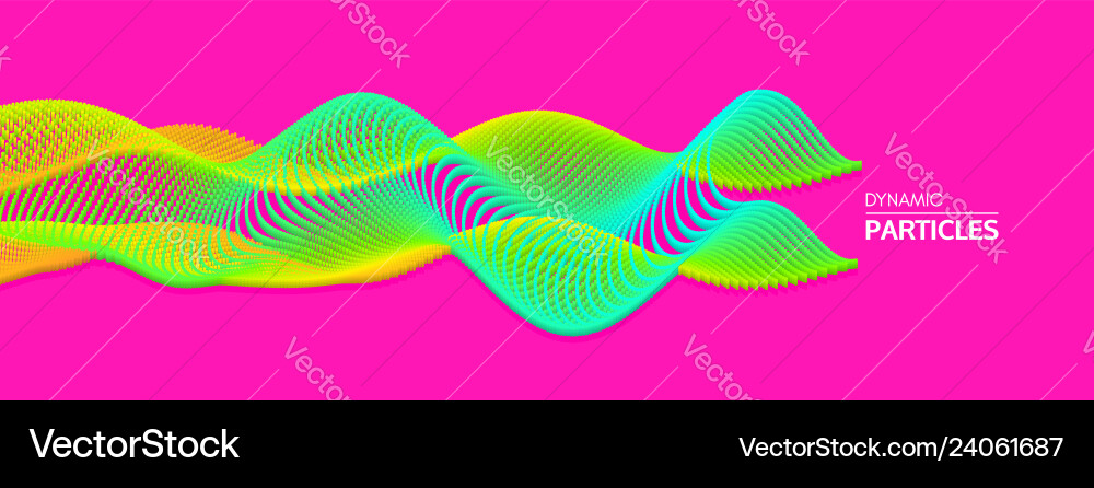 Wavy background array dynamic particles 3d grid Wavy background array dynamic particles 3d grid vector image