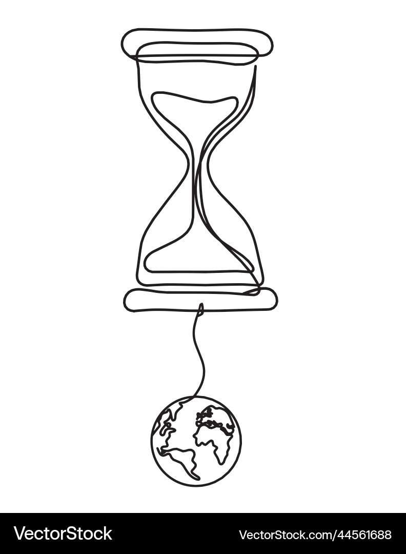 Abstract clock with globe as line drawing vector image