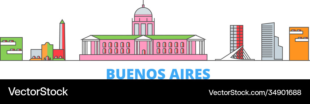 Argentinien buenos aires city line cityscape flat Argentinien buenos aires city line cityscape flat vektorbild