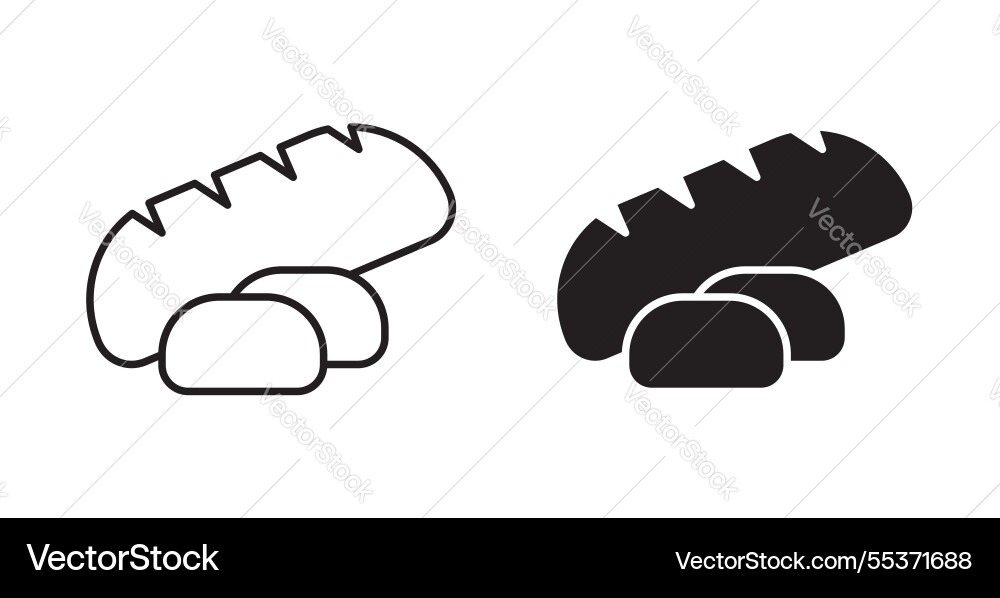 Bread icon set in thin line for web Vector Image