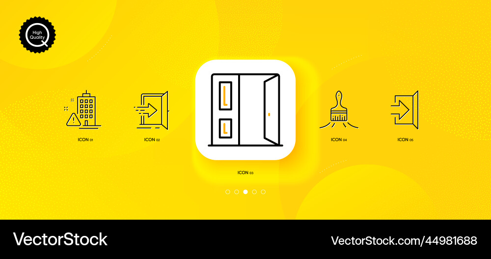Brush open door and exit minimal line icons Vector Image