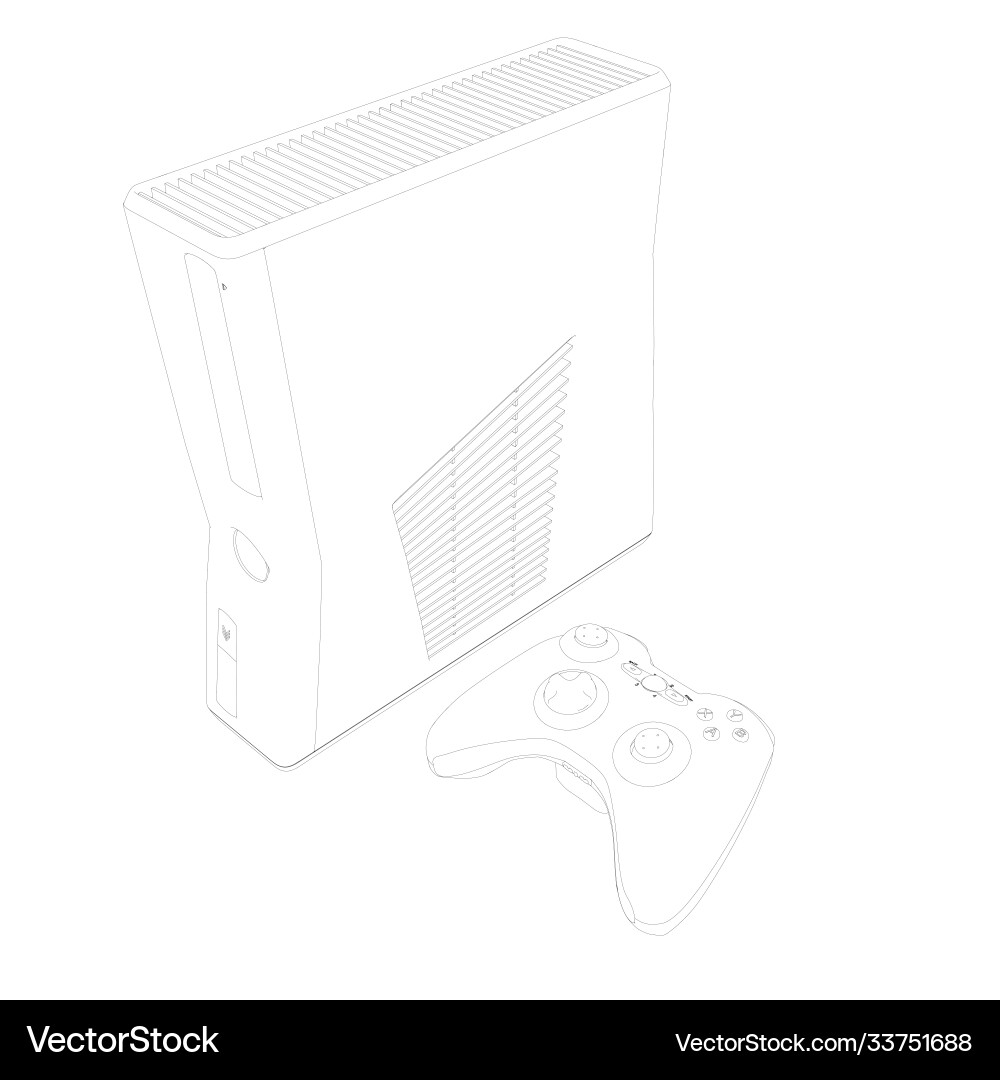 Contour a game console with remote control Contour a game console with remote control vector image