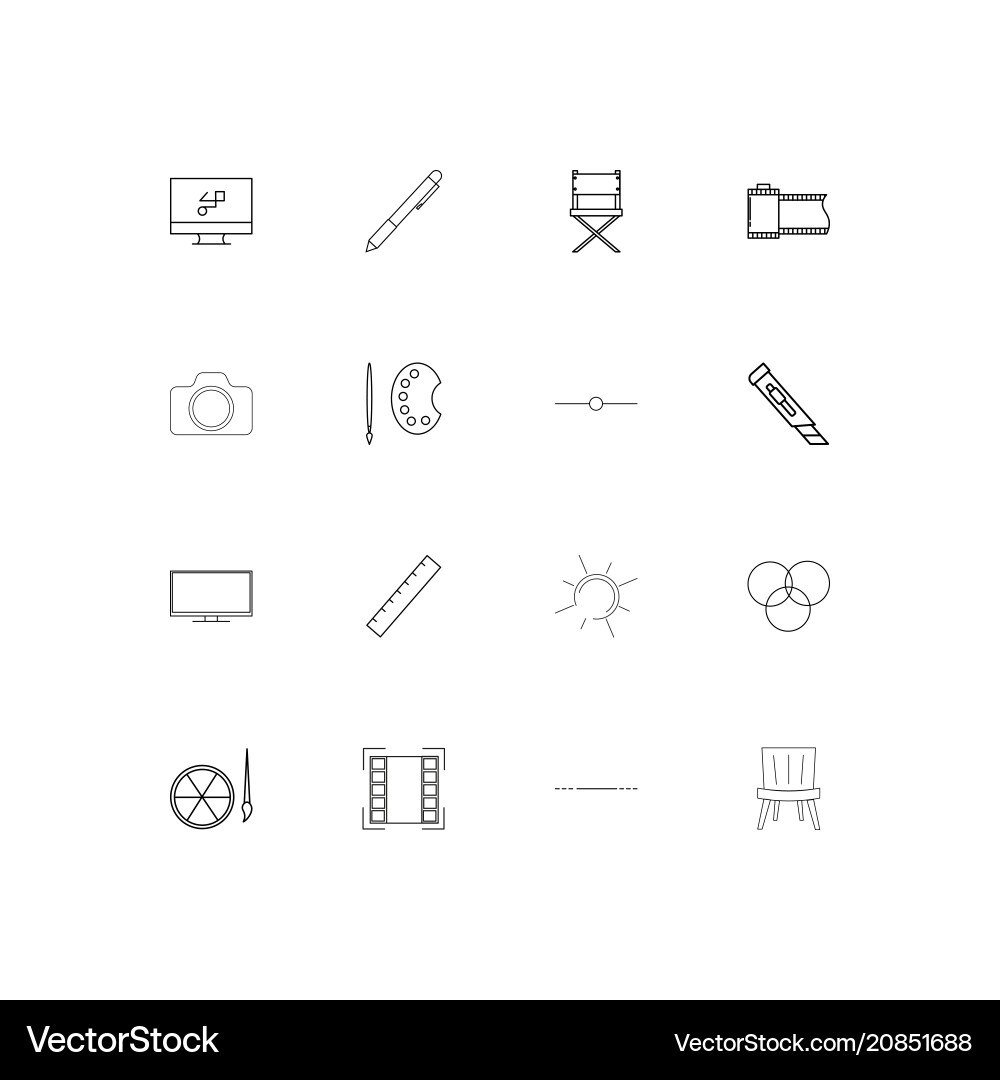 Creative process and design linear thin icons set Vector Image