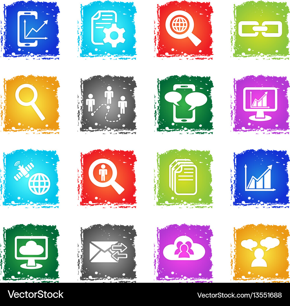 Data analytic and social network icon set vector image