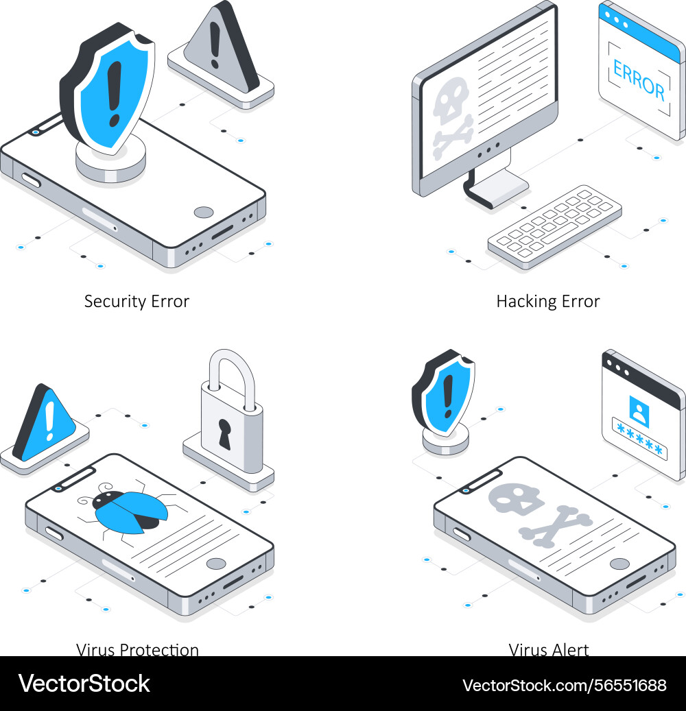 Data security isometric set 15 vector image