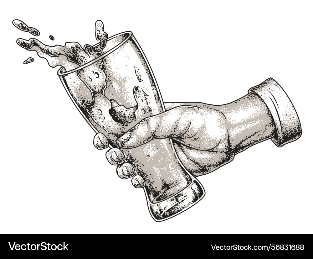 Enjoying a refreshing beer with splash effect Enjoying a refreshing beer with splash effect Vector Image