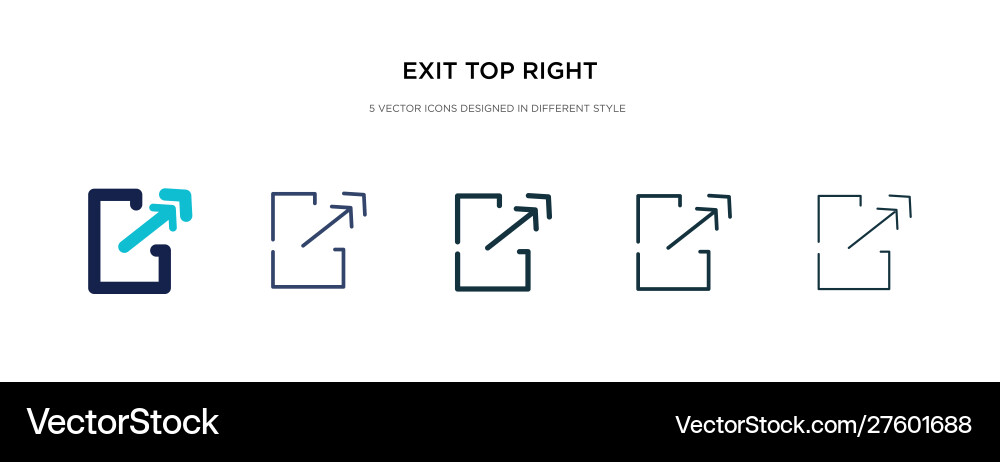 Exit top right icon in different style two Vector Image