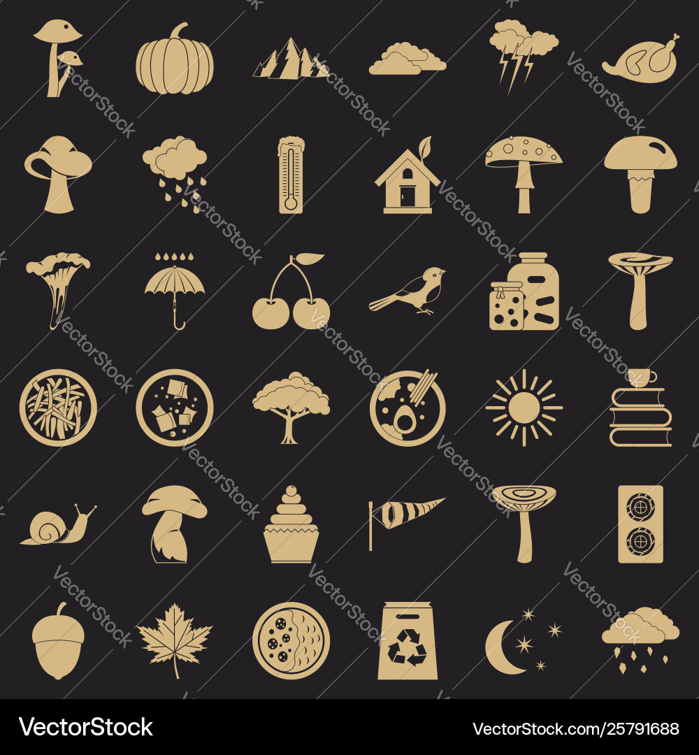 Forest stand icons set simple style Vector Image