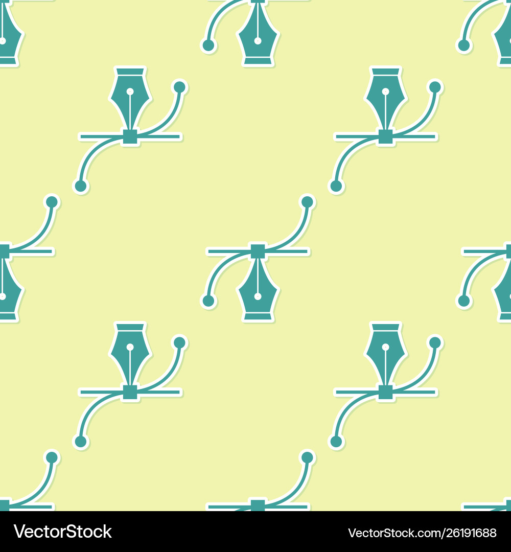 Green bezier curve icon isolated seamless pattern vector image
