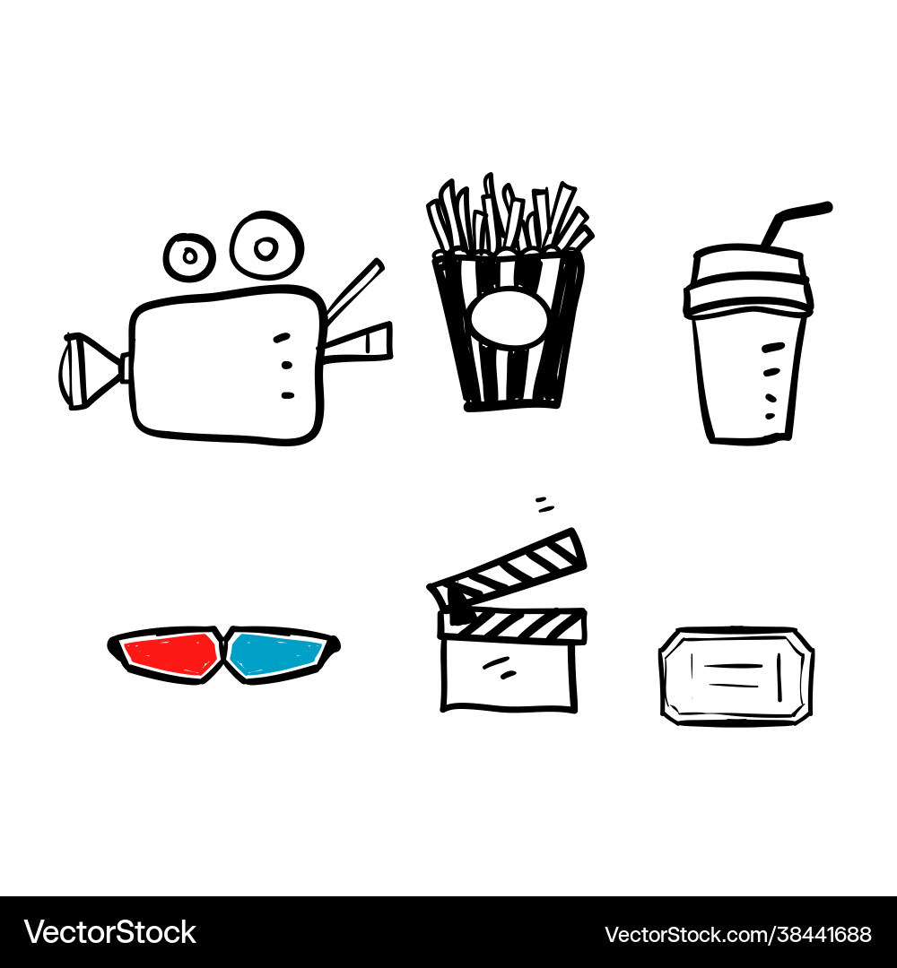 Hand gezeichnet doodle Cartoon Kino Elemente Film Hand gezeichnet doodle Cartoon Kino Elemente Film vektorbild